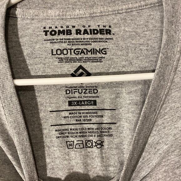 Loot Gaming Gray Tomb Raider Lara Croft Short Sleeve T-Shirt Men Sz 3X - Picture 4 of 7